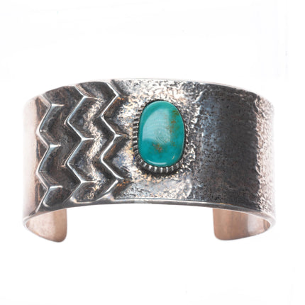 6.25" Vintage Tufa Cast sterling silver turquoise Native American cuff bracelet