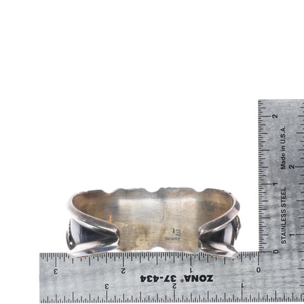 6.25" Vintage EL Navajo sterling silver turquoise cluster cuff bracelet