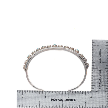 6.6" c1920's Antique Zuni ingot silver snake eye turquoise row cuff bracelet