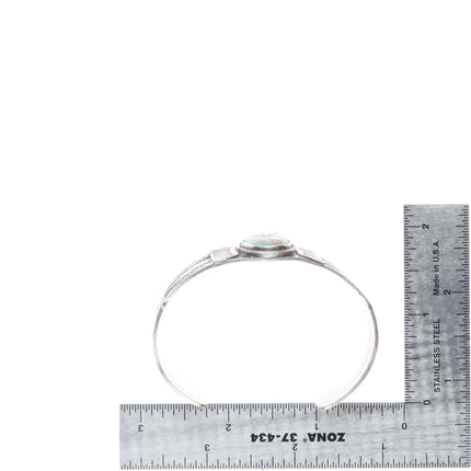 6.5" 1940's Navajo hand stamped sterling silver cuff bracelet w/ nice turquoise