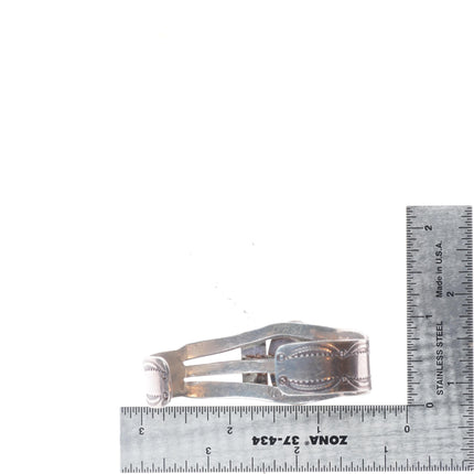 6.5" 1940's Navajo hand stamped sterling silver cuff bracelet w/ nice turquoise