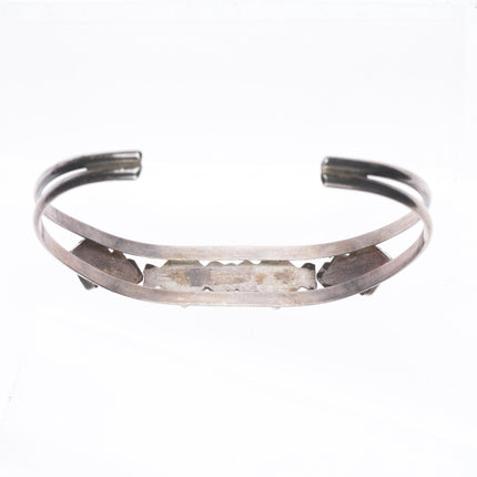 6.25" Vintage Zuni Dishta flush inlay turquoise cuff bracelet sterling silver