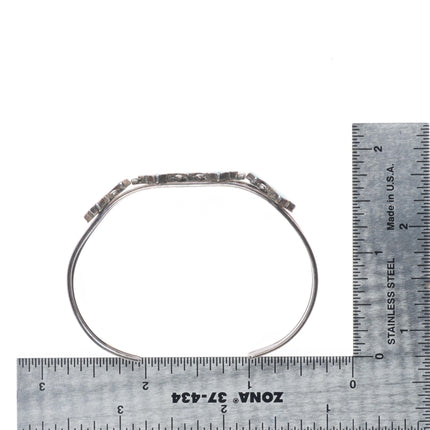 6.25" Vintage Zuni Dishta flush inlay turquoise cuff bracelet sterling silver