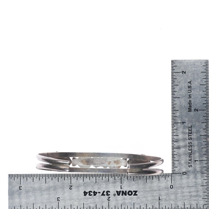 6.25" Vintage Zuni Dishta flush inlay turquoise cuff bracelet sterling silver
