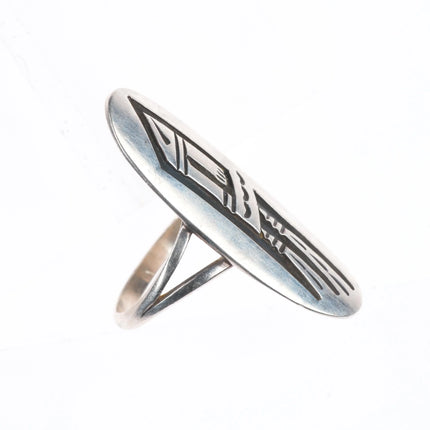 Vintage Hopi or Navajo Overlay long ring sterling silver