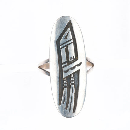 Vintage Hopi or Navajo Overlay long ring sterling silver