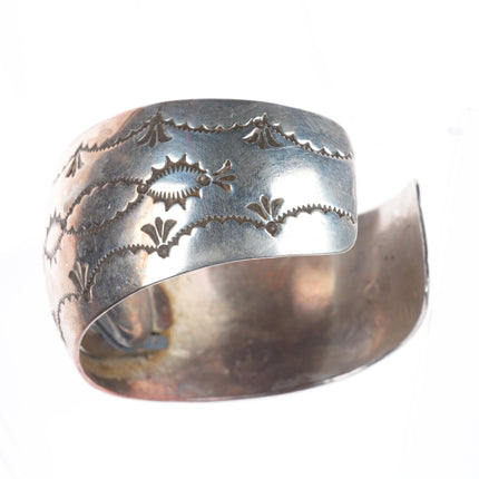 6.6" Les Baker Shop Navajo sterling silver stamped watch cuff bracelet