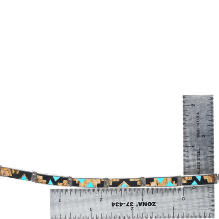 6.5" Supersmiths Navajo sterling silver multi-stone inlay link bracelet