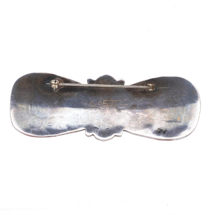 Tommy Singer Navajo Sterling silver chip inlay bowtie/Butterfly pin/brooch