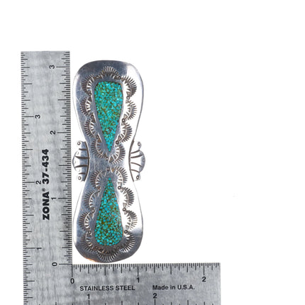 Tommy Singer Navajo Sterling silver chip inlay bowtie/Butterfly pin/brooch