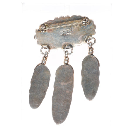 Melvin Francis Navajo sterling silver turquoise/coral/sugilite inlay pendant/pin