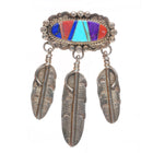 Melvin Francis Navajo sterling silver turquoise/coral/sugilite inlay pendant/pin
