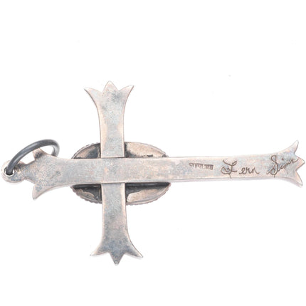 Big Vintage Royston turquoise sterling  silver Native American cross pendant