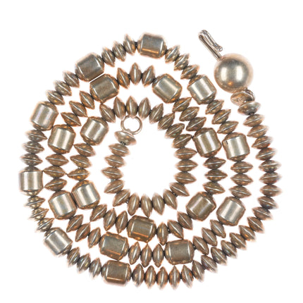 27.5" Artie Yellowhorse vintage Sterling silver Navajo pearl necklace tube beads