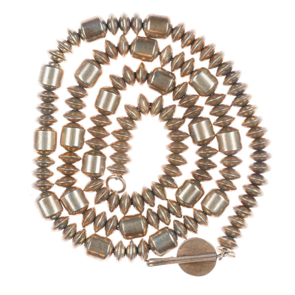 27.5" Artie Yellowhorse vintage Sterling silver Navajo pearl necklace tube beads