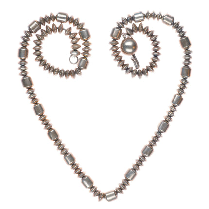 27.5" Artie Yellowhorse vintage Sterling silver Navajo pearl necklace tube beads