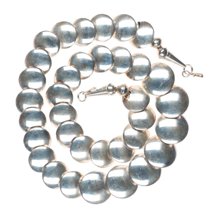 Vintage southwestern sterling silver pillow bead Native American necklace