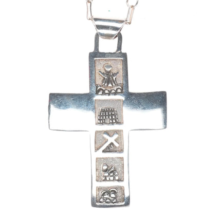 Roger John Navajo sterling silver cross necklace/pendant