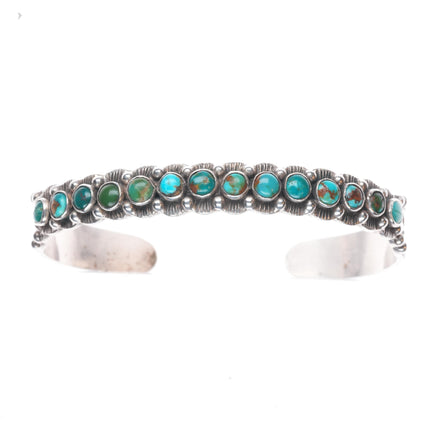 6.25" 30's-40's Maisels Navajo sterling silver snake eye turquoise cuff bracelet