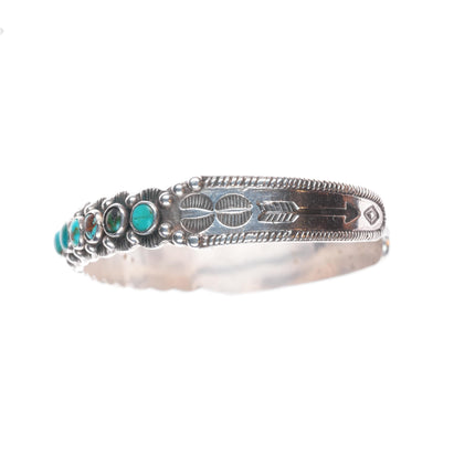 6.25" 30's-40's Maisels Navajo sterling silver snake eye turquoise cuff bracelet
