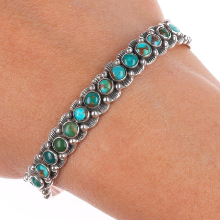 6.25" 30's-40's Maisels Navajo sterling silver snake eye turquoise cuff bracelet