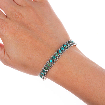 6.25" 30's-40's Maisels Navajo sterling silver snake eye turquoise cuff bracelet