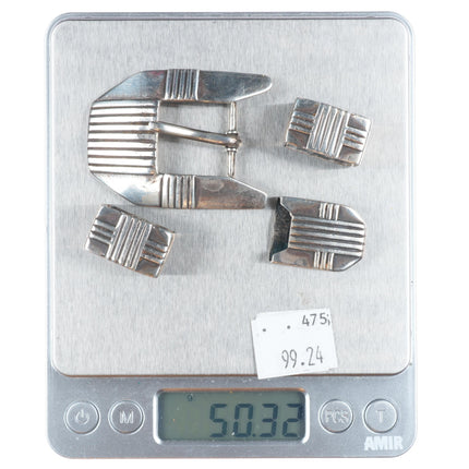 CR Southwestern sterling silver Native American ranger belt buckle set