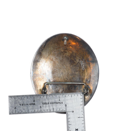 Henry Morgan Navajo deep stamped sterling silver concho style belt buckle