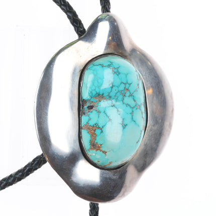 Huge Vintage c1970 Navajo sterling silver freeform bolo tie with nice turquoise