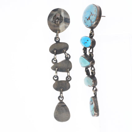 Elanor Largo Navajo sterling silver Golden Hills turquoise long dangle earrings