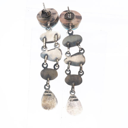 Elanor Largo Navajo sterling silver Golden Hills turquoise long dangle earrings