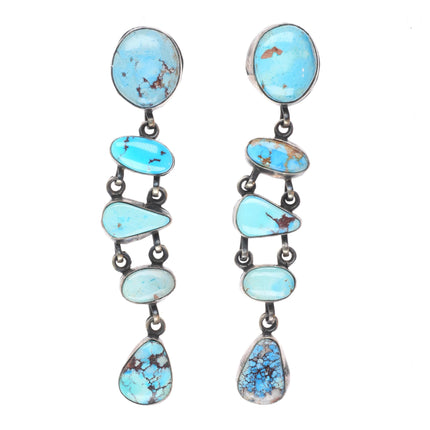 Elanor Largo Navajo sterling silver Golden Hills turquoise long dangle earrings
