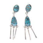 Vintage Anna Begay Navajo sterling silver spiderweb turquoise dangle earrings