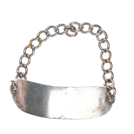 7.25" c1940's Navajo sterling silver hand stamped turquoise link bracelet