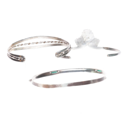 6.25"-8.25" Zuni needlepoint turquoise sterling silver cuff bracelets/bangle