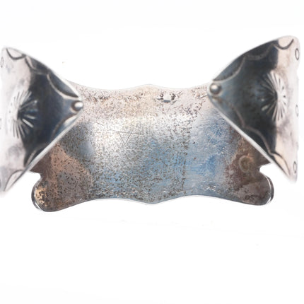 6.5" 40's-50's Navajo sterling silver spiderweb turquoise arrow cuff bracelet