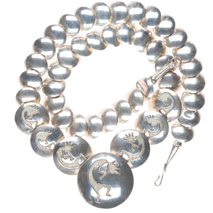SVY Vintage southwestern sterling silver Kokopelli pillow bead necklace