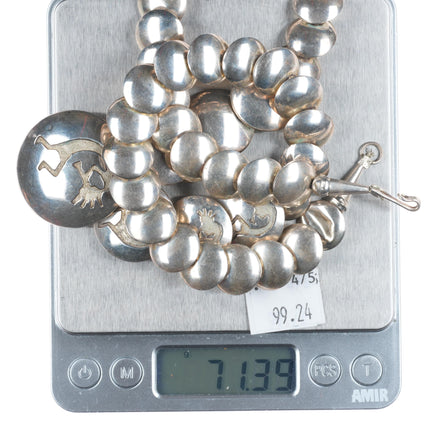 SVY Vintage southwestern sterling silver Kokopelli pillow bead necklace