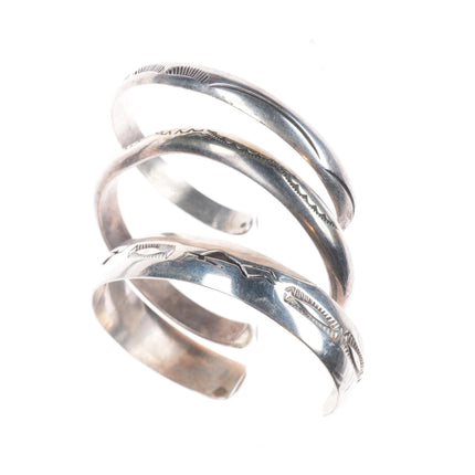 6.25"-6.5" Vintage Navajo sterling silver hand stamped stacker cuff bracelets