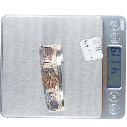 6.35" Ric Charlie Navajo Tufa Cast sterling silver storyteller cuff bracelet