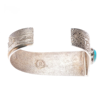 6.5" Ric Charlie Navajo Tufa Cast sterling silver web turquoise cuff bracelet