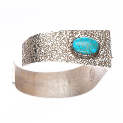6.5" Ric Charlie Navajo Tufa Cast sterling silver web turquoise cuff bracelet