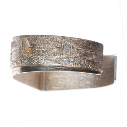 6.5" Ric Charlie Navajo Tufa Cast sterling silver web turquoise cuff bracelet
