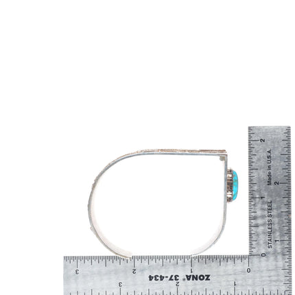 6.5" Ric Charlie Navajo Tufa Cast sterling silver web turquoise cuff bracelet