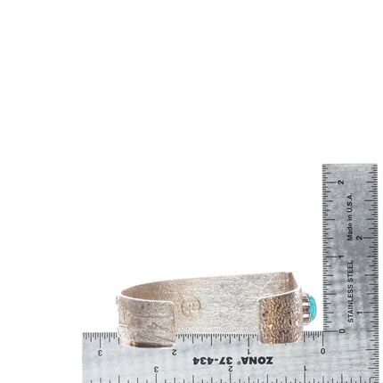 6.5" Ric Charlie Navajo Tufa Cast sterling silver web turquoise cuff bracelet