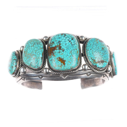 7.25" Big Harrison Jim Navajo sterling silver waterweb turquoise cuff bracelet