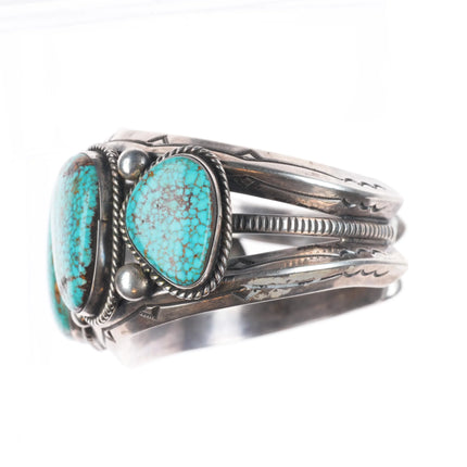 7.25" Big Harrison Jim Navajo sterling silver waterweb turquoise cuff bracelet
