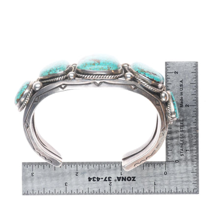 7.25" Big Harrison Jim Navajo sterling silver waterweb turquoise cuff bracelet