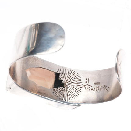 6.3" Danny Romero Yaqui - Smoky quartz, turquoise sterling silver cuff bracelet