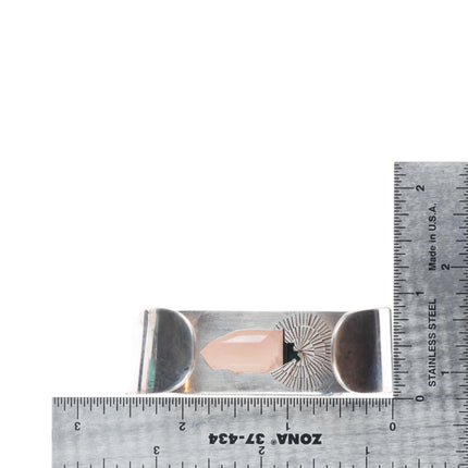 6.3" Danny Romero Yaqui - Smoky quartz, turquoise sterling silver cuff bracelet